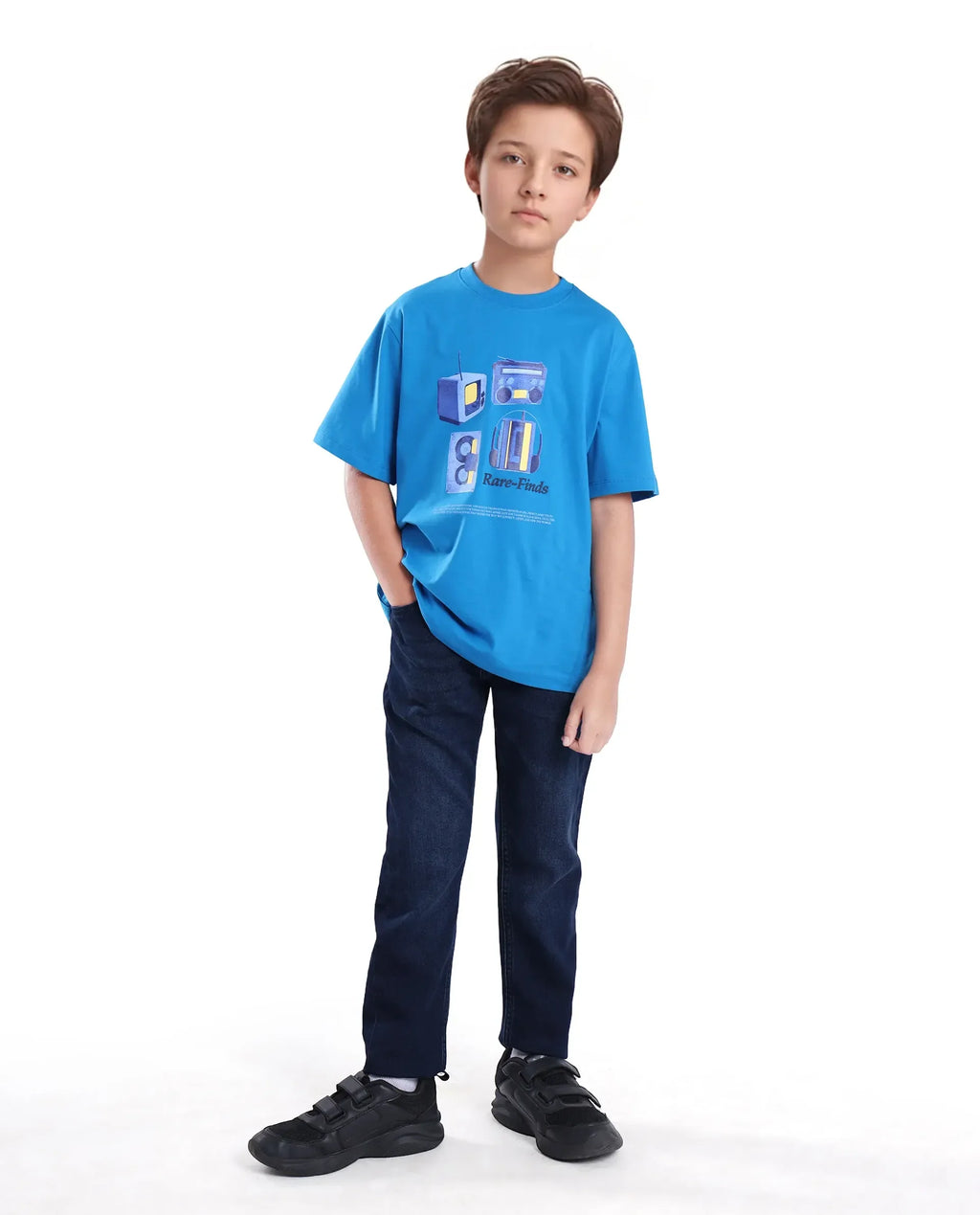Rare Ones Kids Jace 2 Dark Blue Cotton Solid Button And Zip Closure Slim Fit Jeans