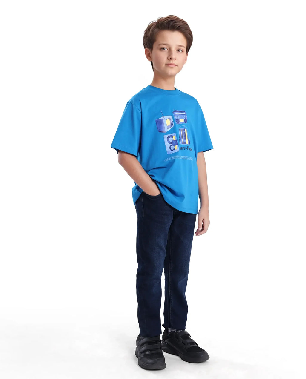 Rare Ones Kids Jace 2 Dark Blue Cotton Solid Button And Zip Closure Slim Fit Jeans