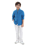 Rare Ones Kids Jack Off White Cotton Plain Button & Zip & Drawstring Closure Regular Fit Trouser