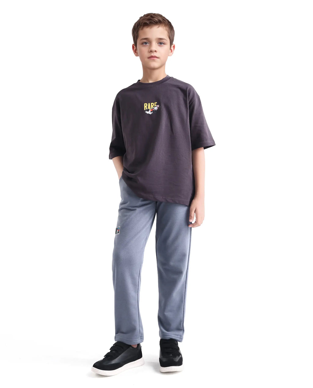 Rare Ones Kids Jag-B Dusky Purple Cotton Blend Pigment Print Straight Fit Trackpant