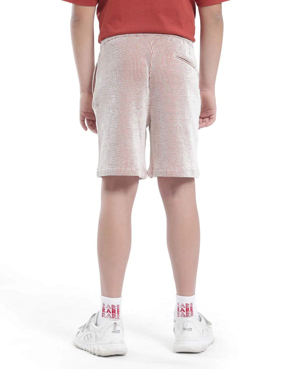 Rare Ones Kids John-B Rust Cotton Blend Striped Drawstring Regular Fit Short