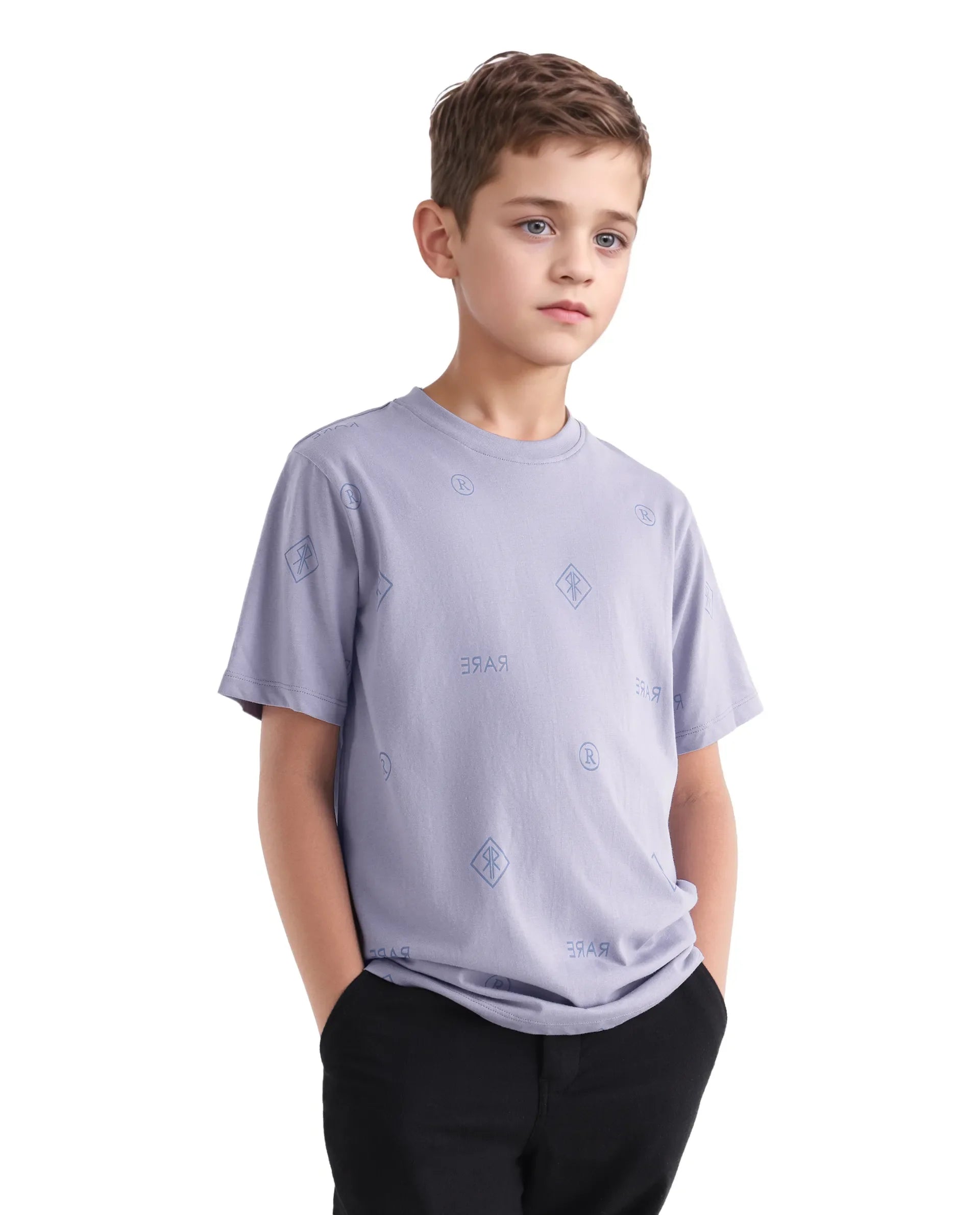 Rare Ones Kids Joon Light Purple Cotton All Over Print Pull On Closure Regular Fit T-Shirt