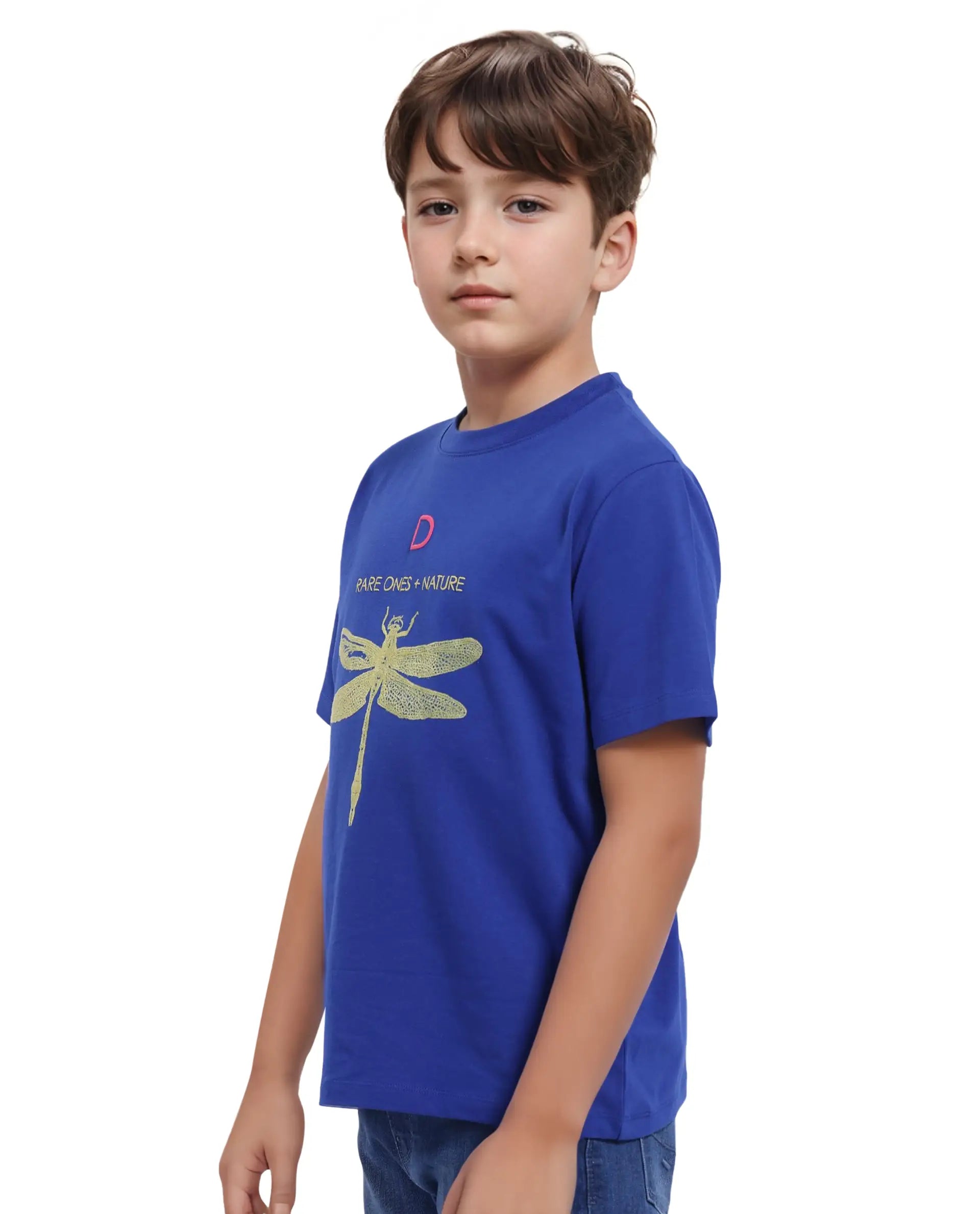 Rare Ones Kids Jos Blue Cotton Short Sleeve Regular Fit Hd Placement Print T-Shirt