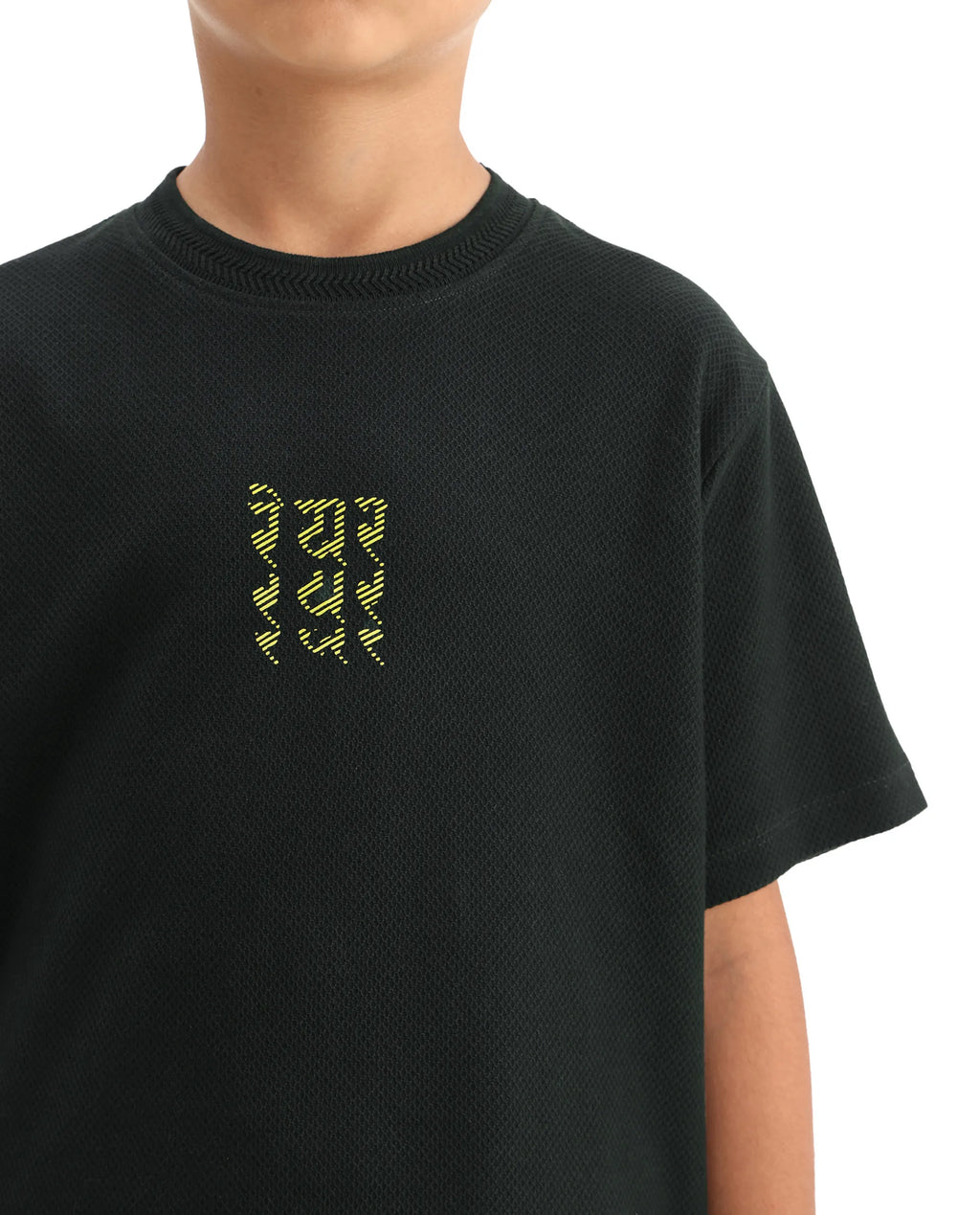 Rare Ones Kids Kade Dark Green Jacquard Hd Print Regular Fit T-Shirt