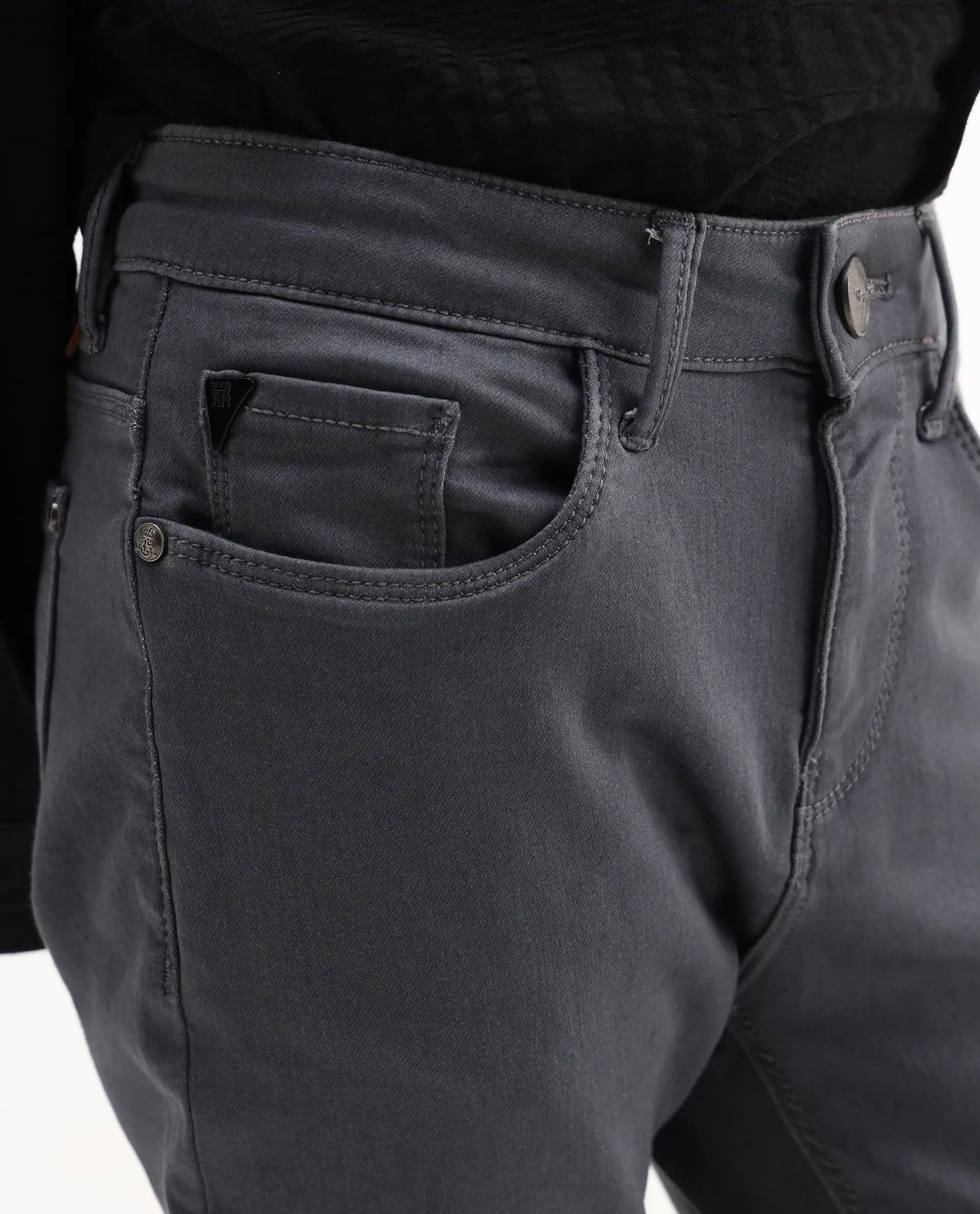 Rare Ones Kids Kino-25 Grey Cotton Button Closure Regular Fit Jeans