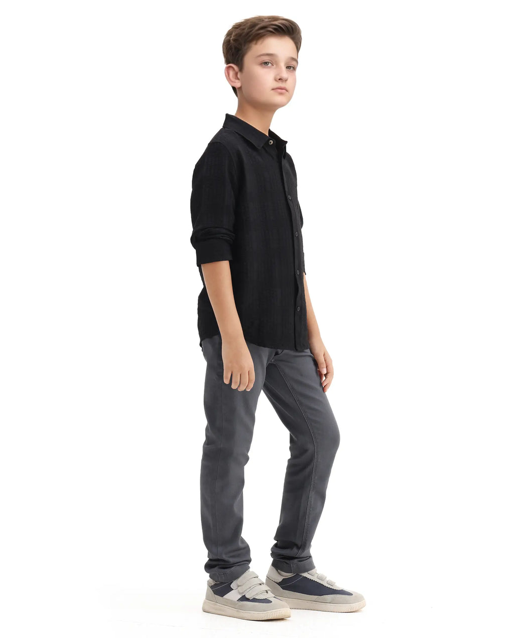 Rare Ones Kids Kino-25 Grey Cotton Button Closure Regular Fit Jeans