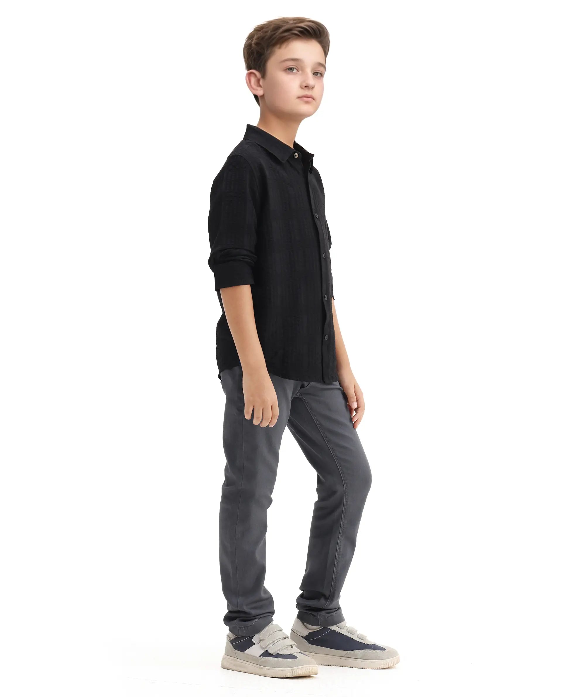Rare Ones Kids Kino-25 Grey Cotton Button Closure Regular Fit Jeans