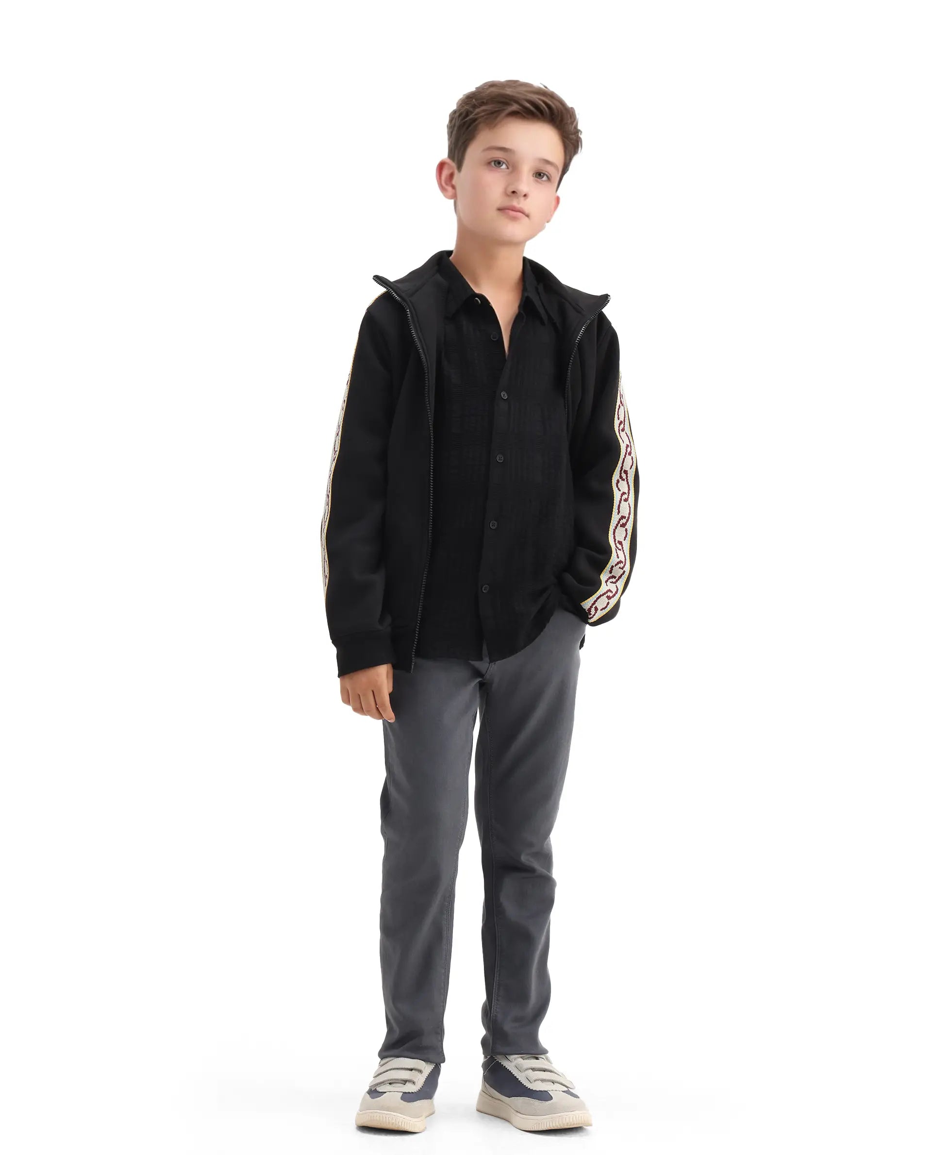 Rare Ones Kids Kino-25 Grey Cotton Button Closure Regular Fit Jeans