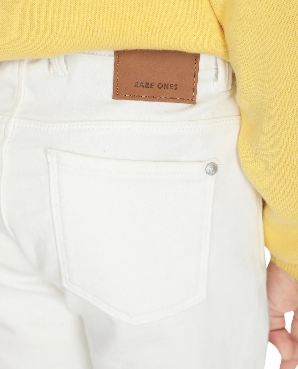 Rare Ones Kids Kino White Cotton Poly Solid Denim Pant