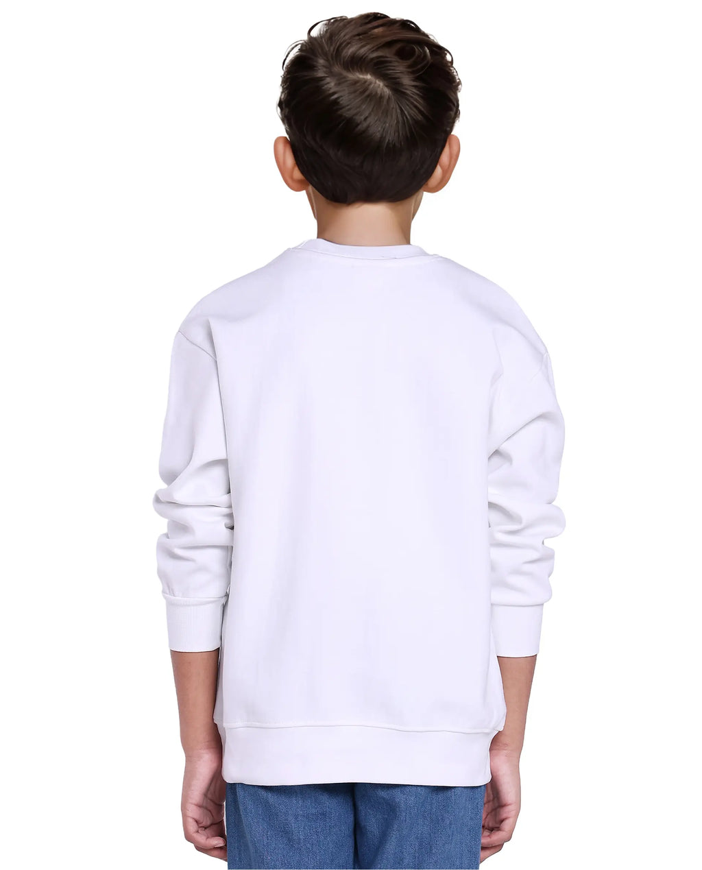 Rare Ones Kids Kiro White Cotton Full Sleeve Crew Neck Hd Print Sweatshirt