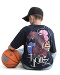 Rare Ones Kids Knix-K Navy Cotton Half Sleeve Slip-On Graphic Printed Boxy Fit T-Shirt