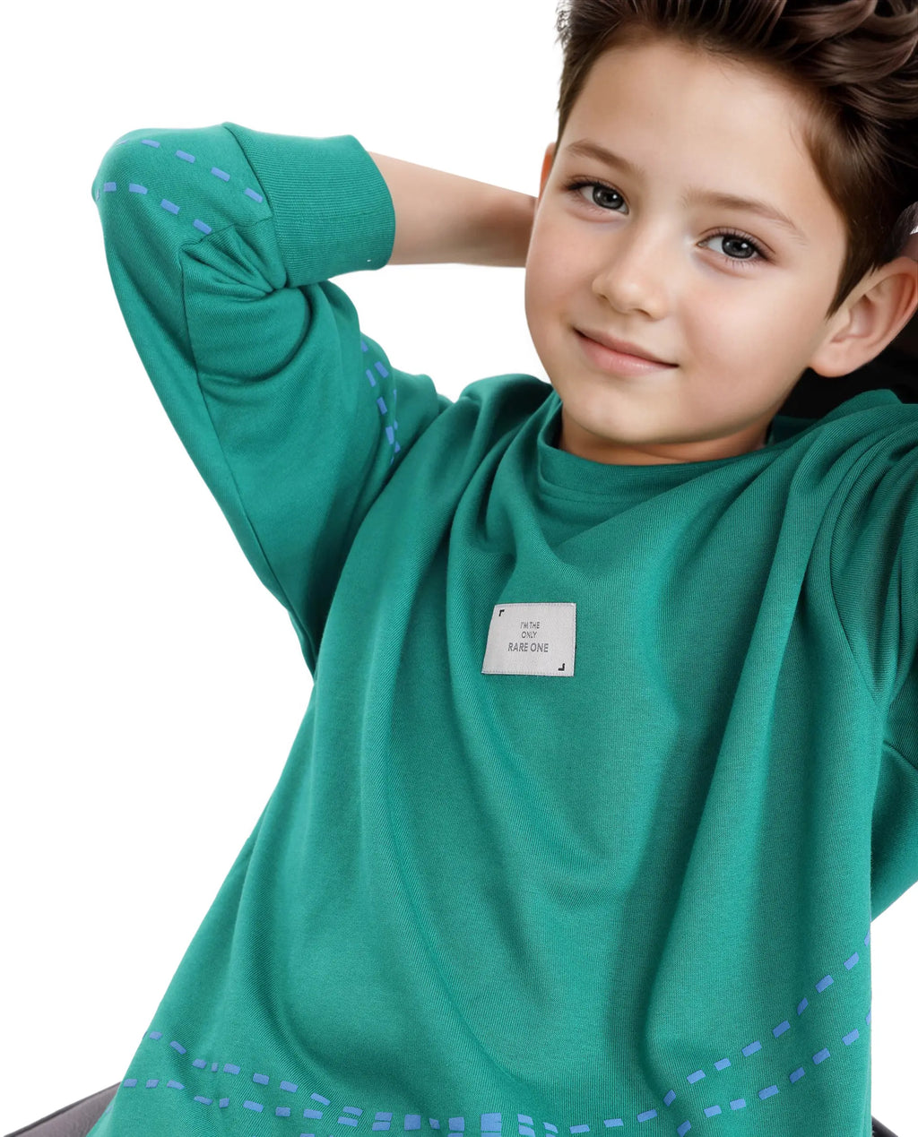 Rare Ones Kids Kole Green Cotton Poly Full Sleeve Hd Print Sweatshirt