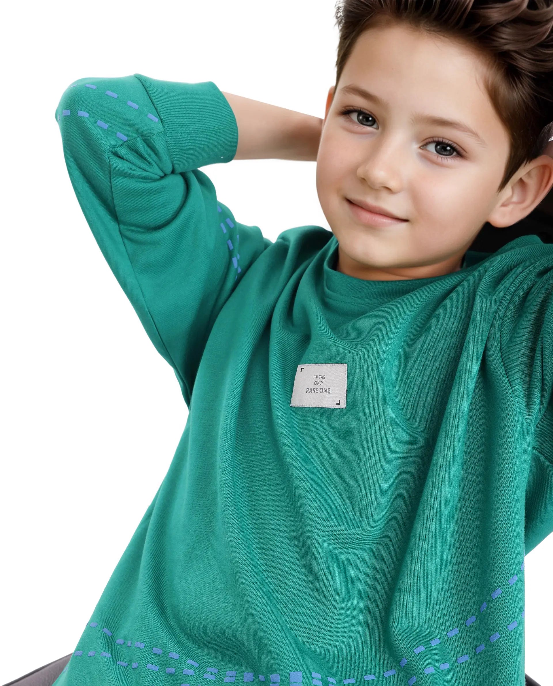 Rare Ones Kids Kole Green Cotton Poly Full Sleeve Hd Print Sweatshirt