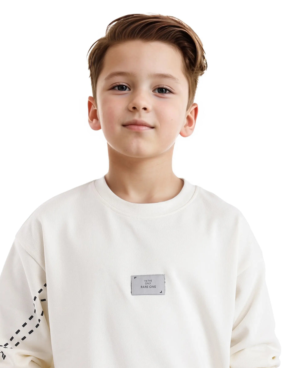 Rare Ones Kids Kole Off White Cotton Poly Full Sleeve Hd Print Sweatshirt