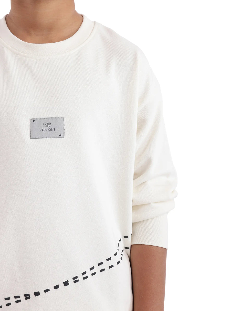 Rare Ones Kids Kole Off White Cotton Poly Full Sleeve Hd Print Sweatshirt