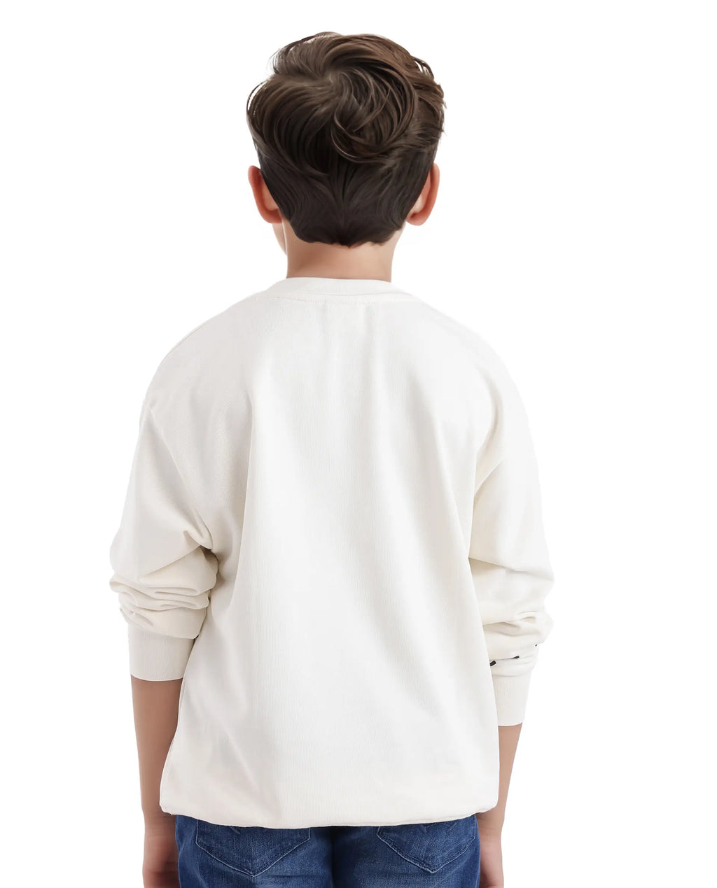 Rare Ones Kids Kole Off White Cotton Poly Full Sleeve Hd Print Sweatshirt