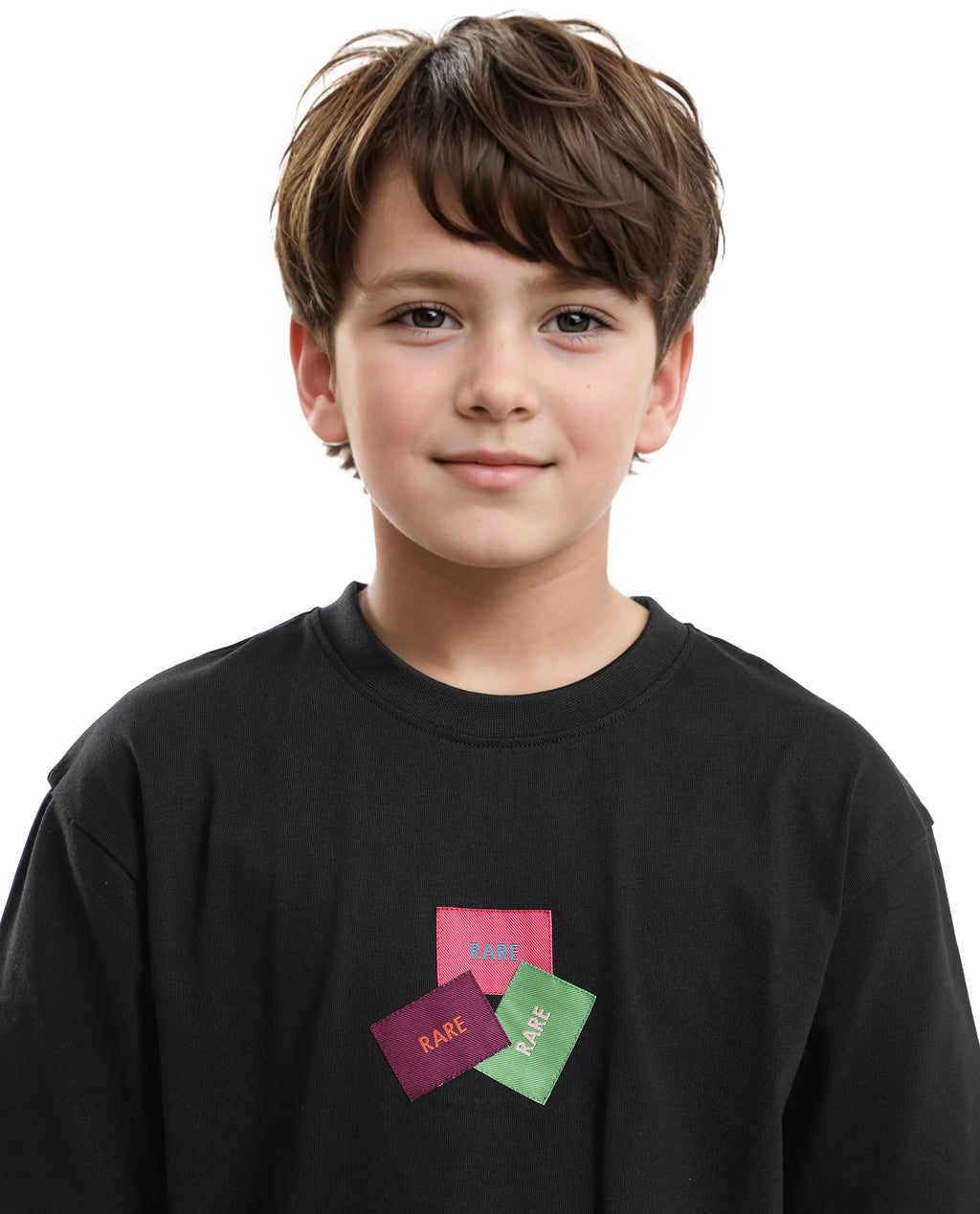 Rare Ones Kids Labez-T Black Cotton Solid Slip-On Oversized Fit T-Shirt