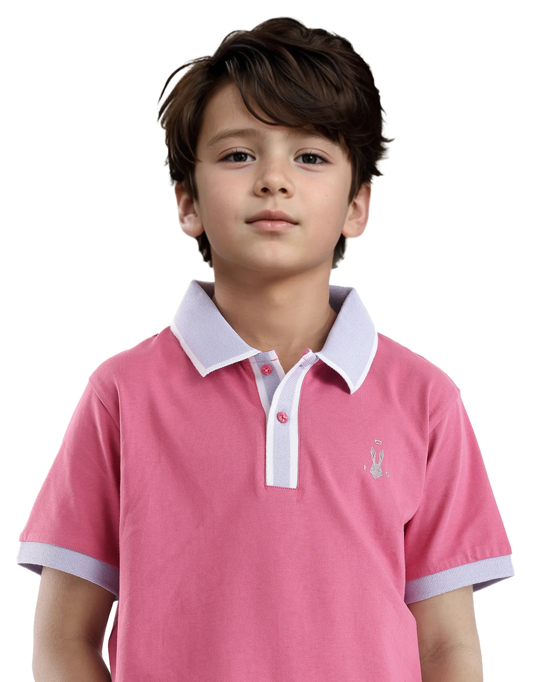 Rare Ones Kids Larn Flouroscent Pink Cotton Short Sleeve Hd Print Polo