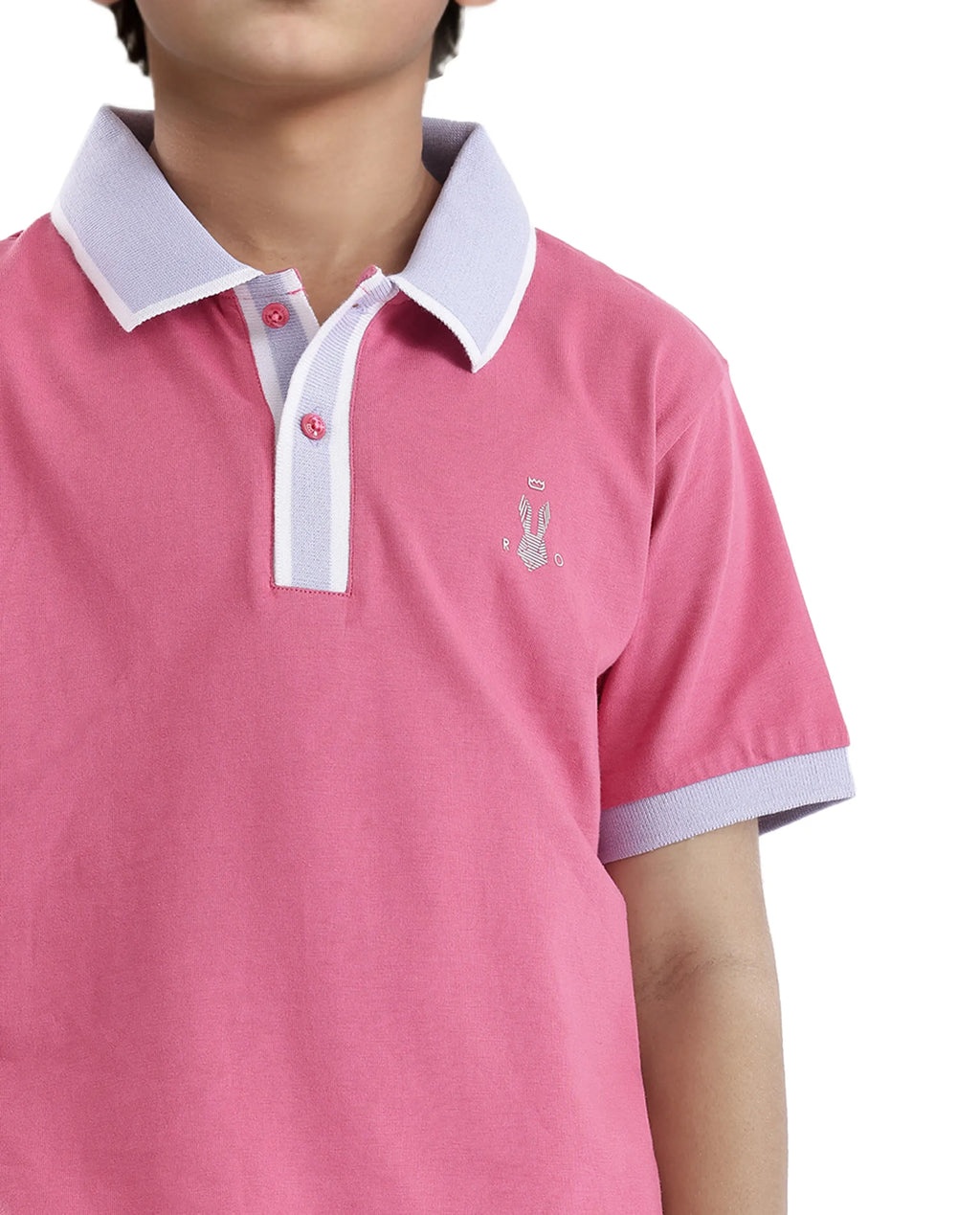 Rare Ones Kids Larn Flouroscent Pink Cotton Short Sleeve Hd Print Polo