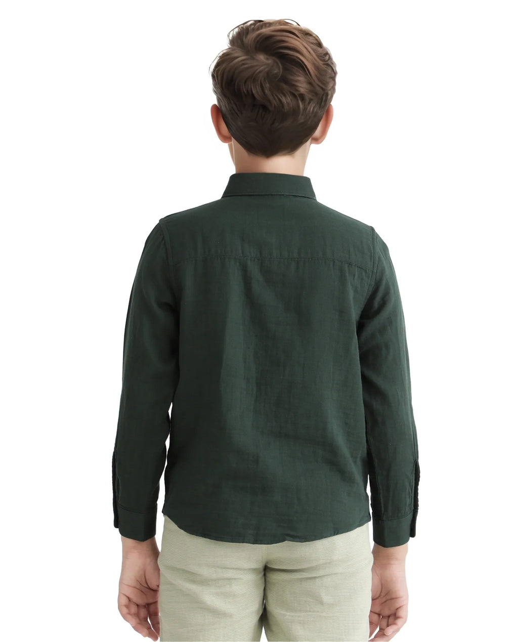 Rare Ones Kids Layerr Ls-K Dusky Green Cotton Full Sleeve Spread Collar Solid Shirt