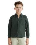 Rare Ones Kids Layerr Ls-K Dusky Green Cotton Full Sleeve Spread Collar Solid Shirt