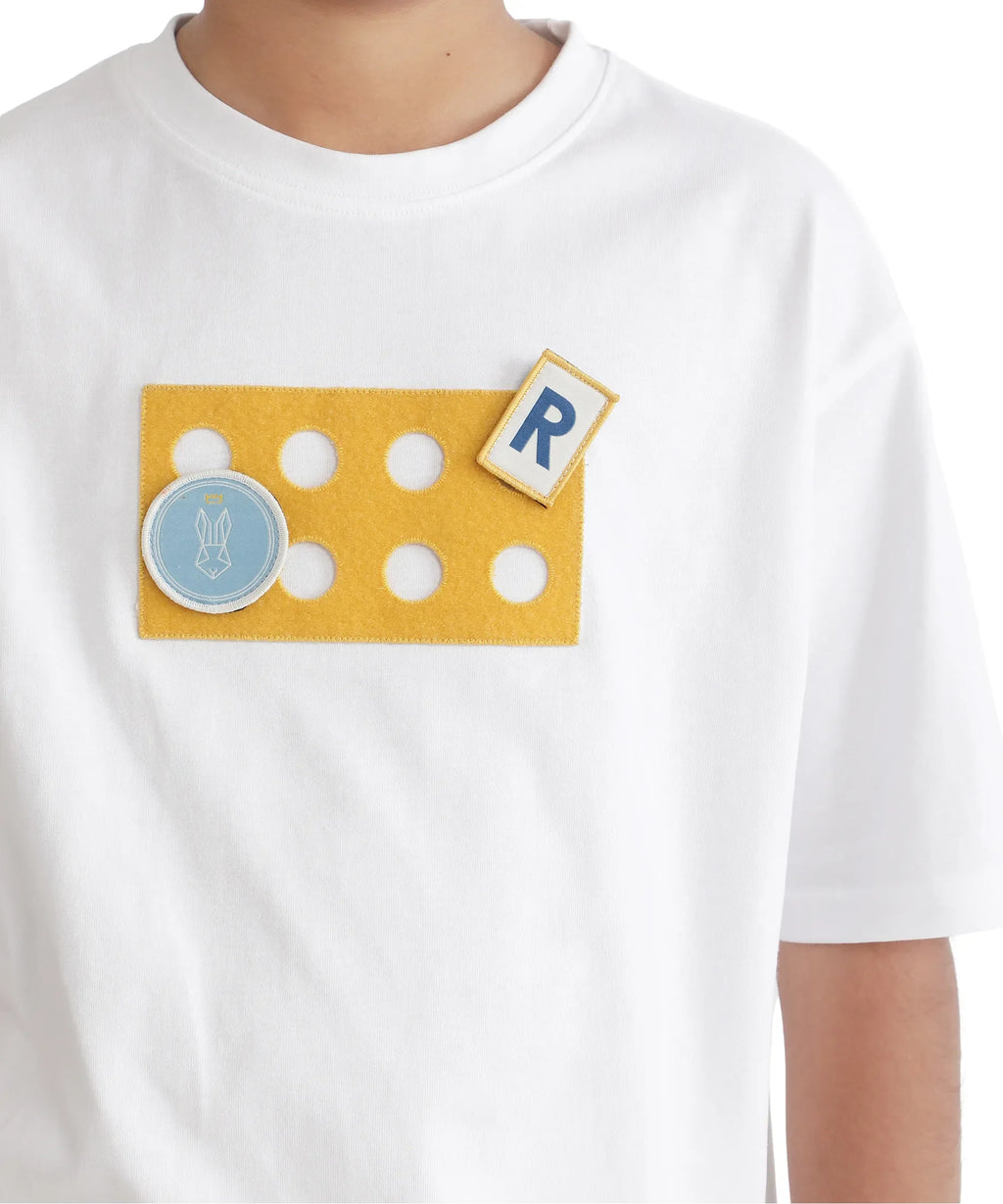 Rare Ones Kids Legun White Cotton Short Sleeve Crew Neck Boxy Solid T-Shirt