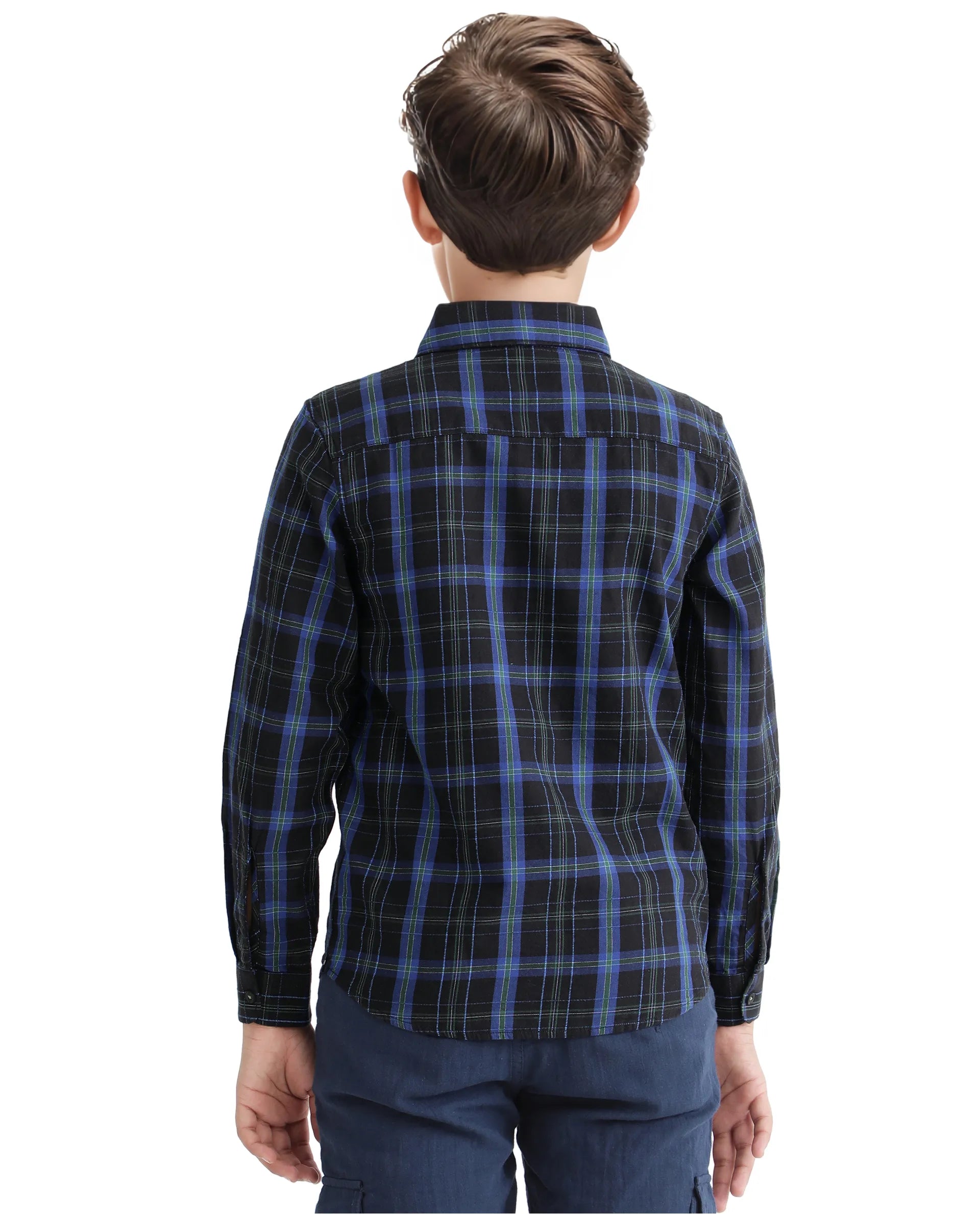 Rare Ones Kids Lian Navy Cotton Full Sleeve Crew Neck Hd Print Shirt