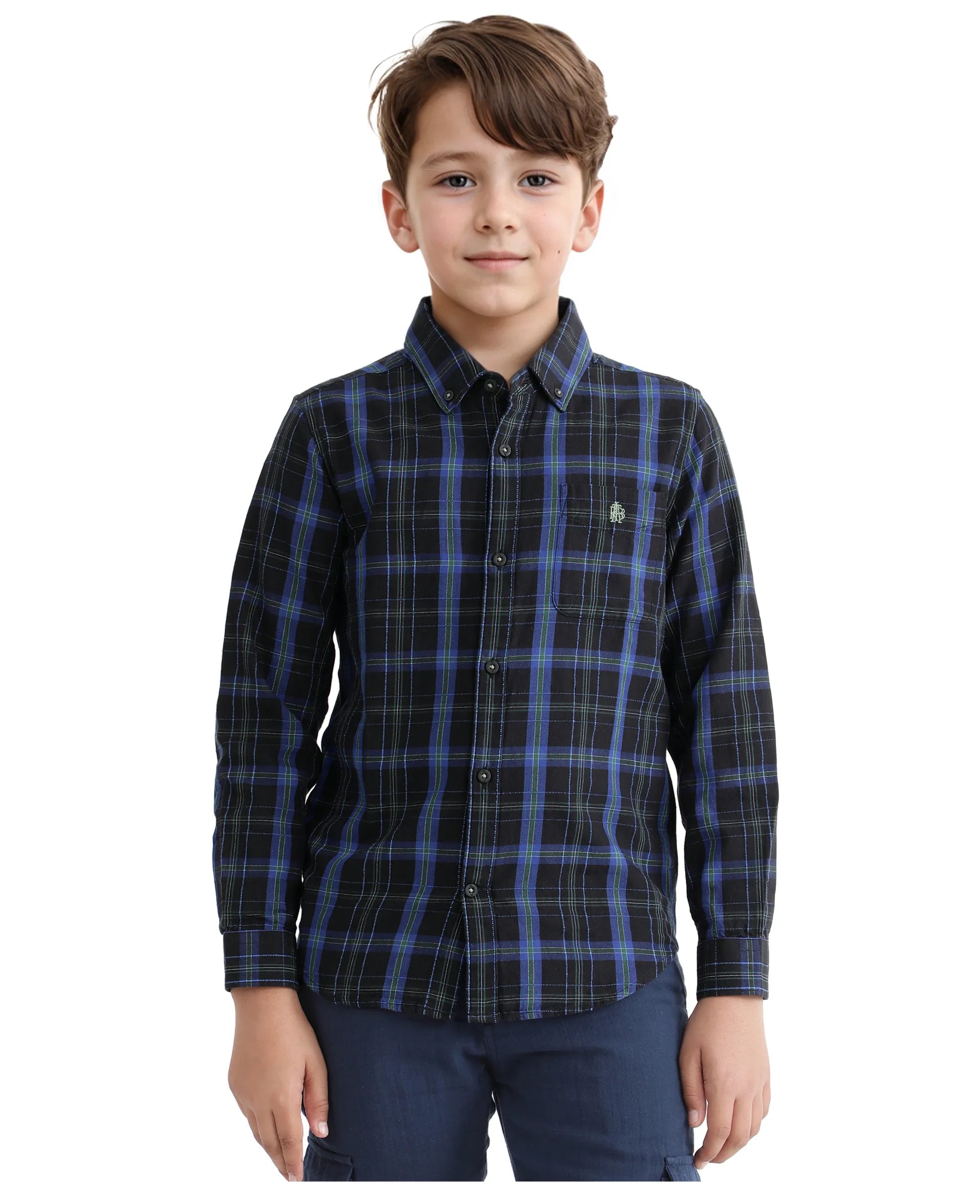 Rare Ones Kids Lian Navy Cotton Full Sleeve Crew Neck Hd Print Shirt