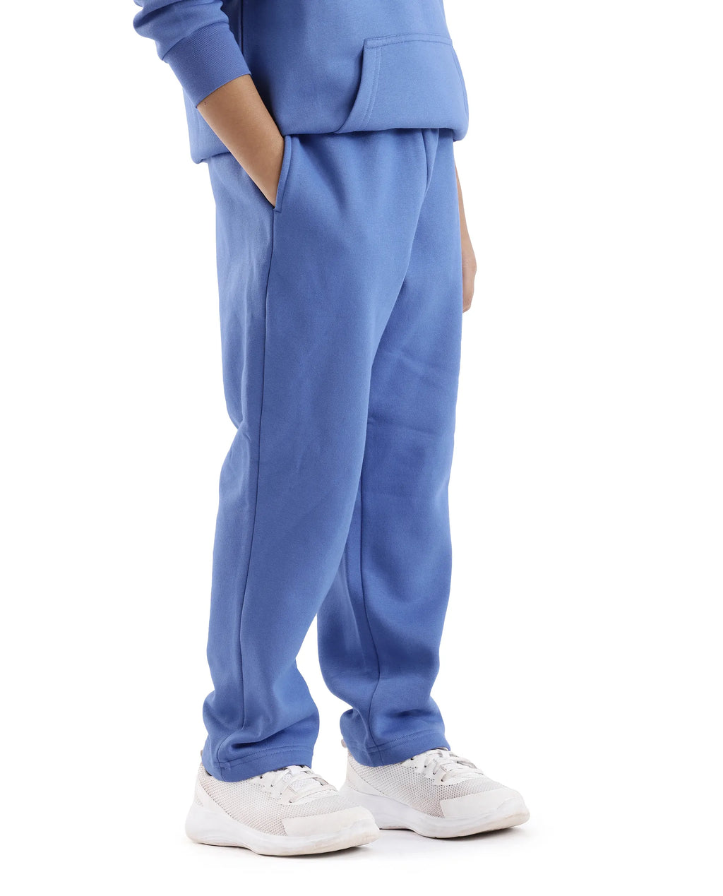 Rare Ones Kids Lint Blue Cotton Solid Drawstring Closure Regular Fit Trackpant