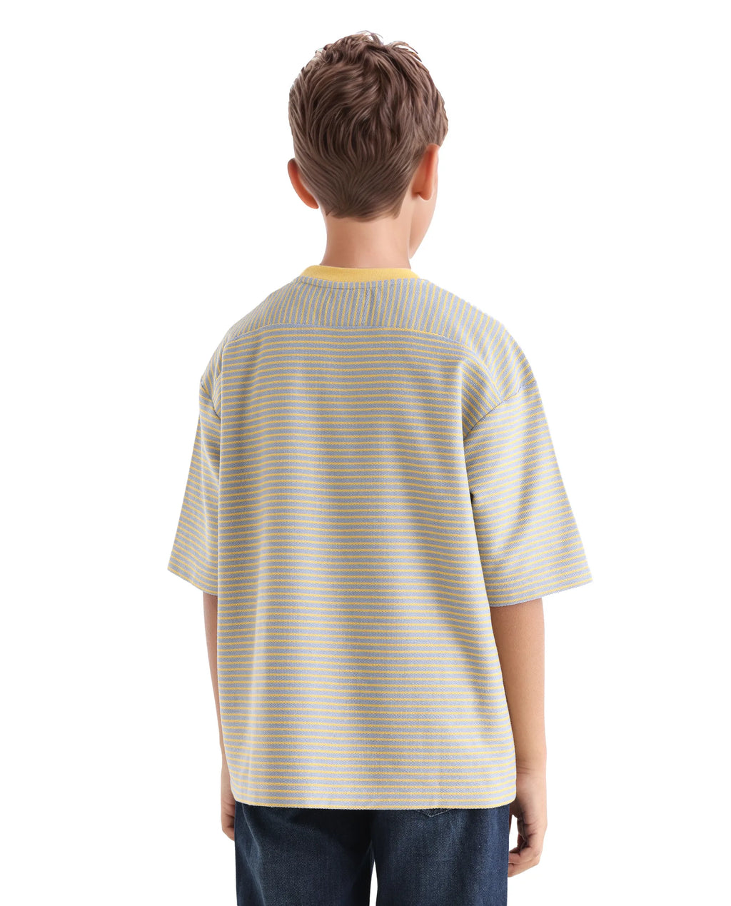 Rare Ones Kids Malco Grey Cotton Pull On Striped Oversized T-Shirt