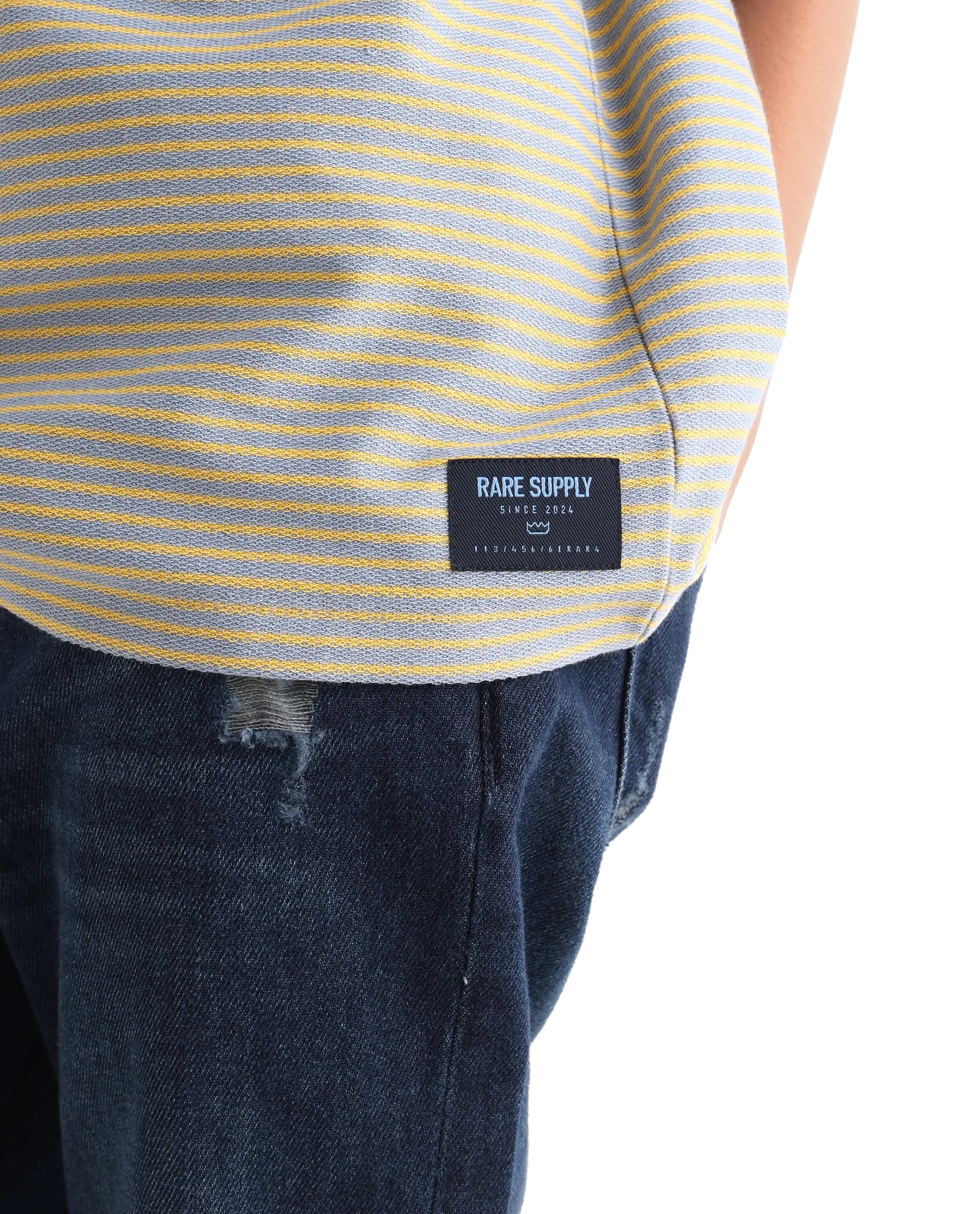 Rare Ones Kids Malco Grey Cotton Pull On Striped Oversized T-Shirt