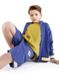 Rare Ones Kids Mantz Dark Blue Cotton Poly Drawstring Applique Short