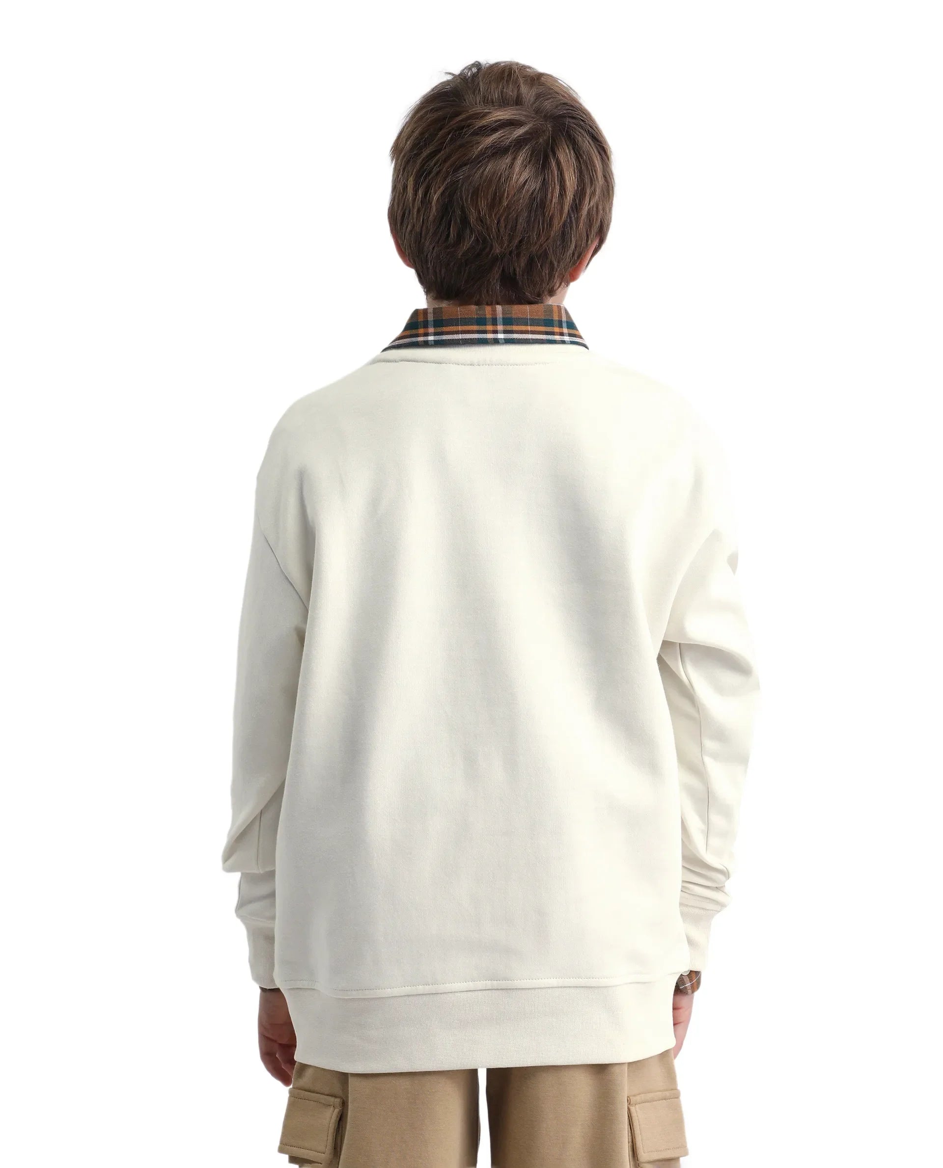 Rare Ones Kids Bunk Off White Cotton Blend Regular Fit Sweatshirt
