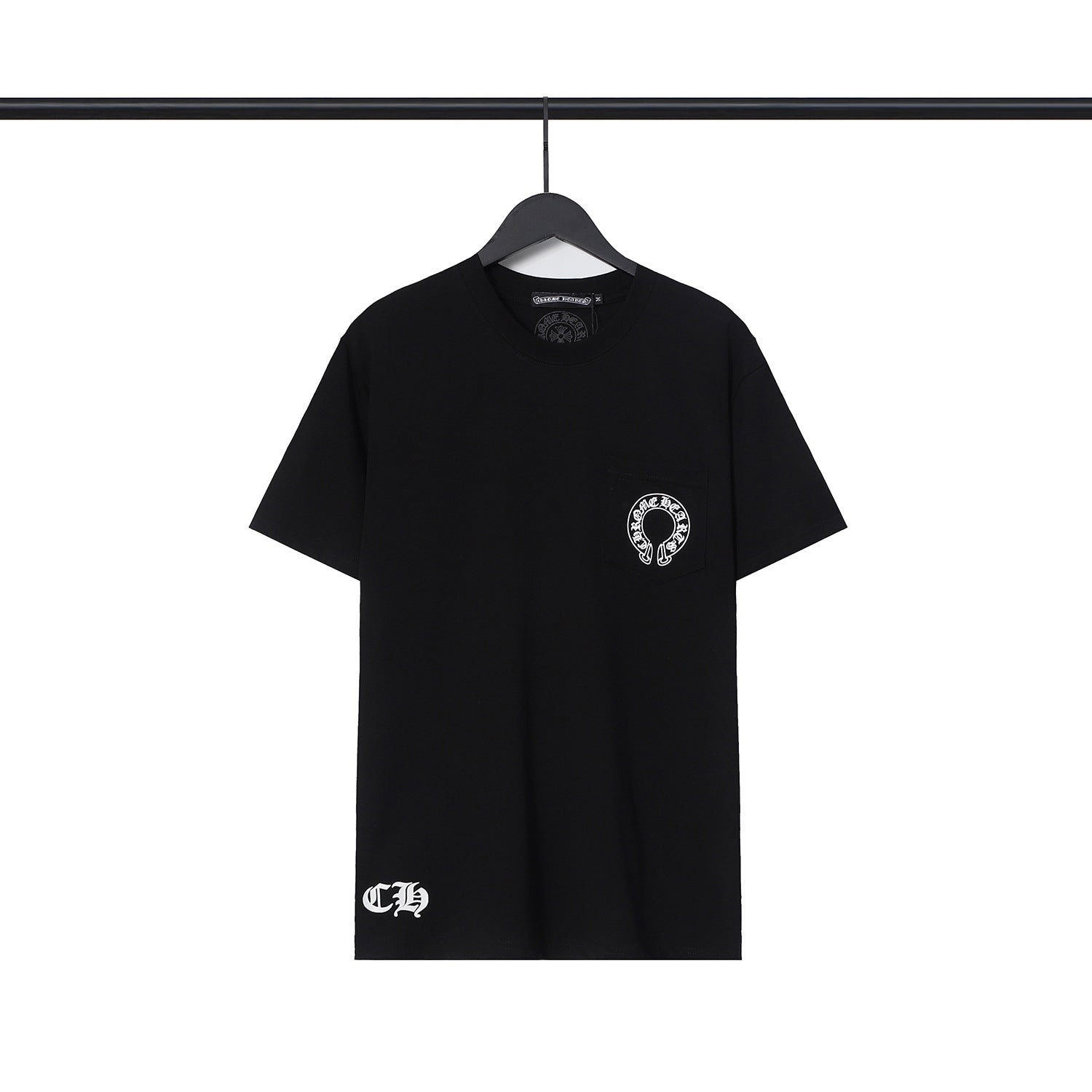 CHH Chrome Heart T Shirts Croix Cross Leather Printed Short Sleeve T-Shirt