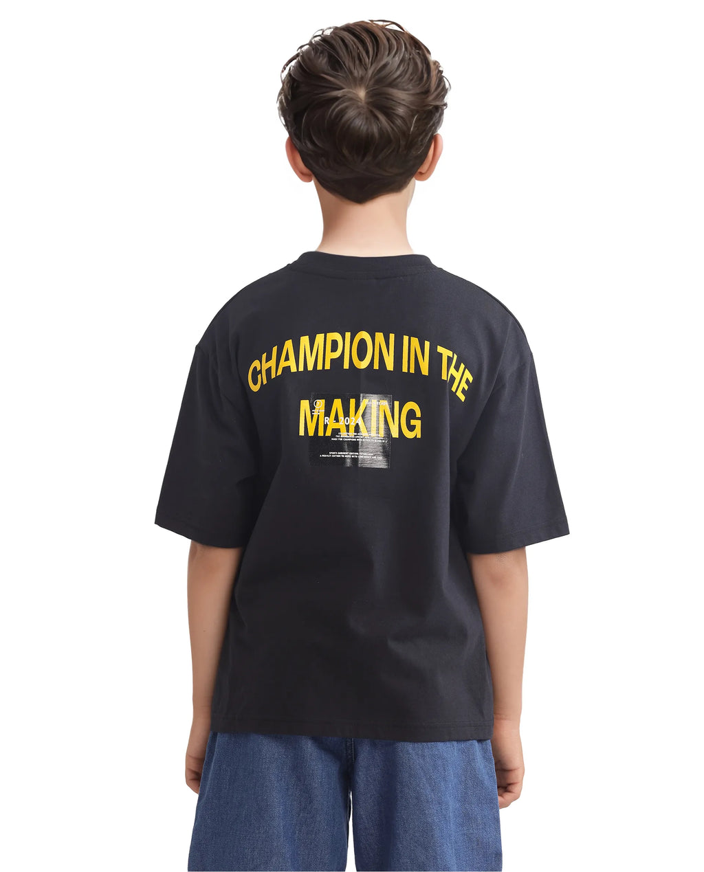Graphic Back Print Boxy T-Shirt Portz - Black