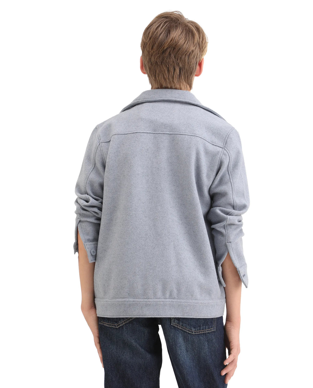 Rare Ones Kids Bochin Blue Polyester Button Closure Flat Collar Plain Full Sleeves Regular Fit Jacket