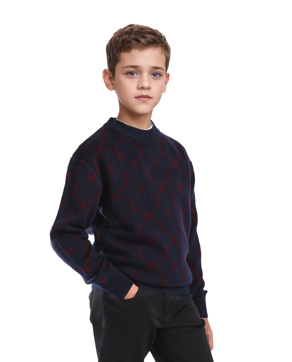 Rare Ones Kids Apao Navy Acrylic Pull-On Closure Relaxed Fit Sweater