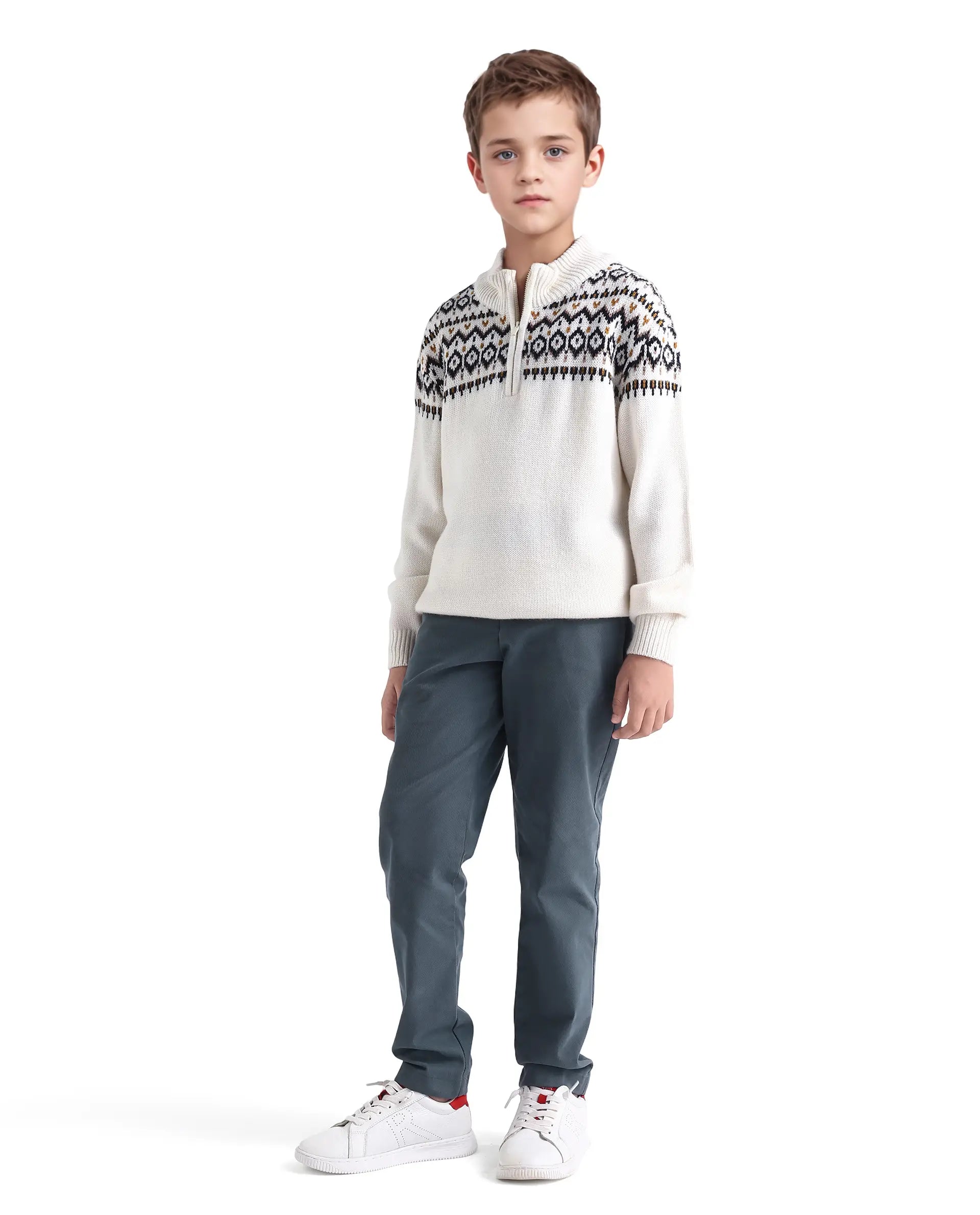 Rare Ones Kids Arne-K Dusky Blue Cotton Solid Button Closure Regular Fit Trouser