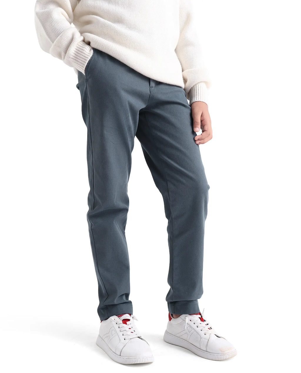 Rare Ones Kids Arne-K Dusky Blue Cotton Solid Button Closure Regular Fit Trouser