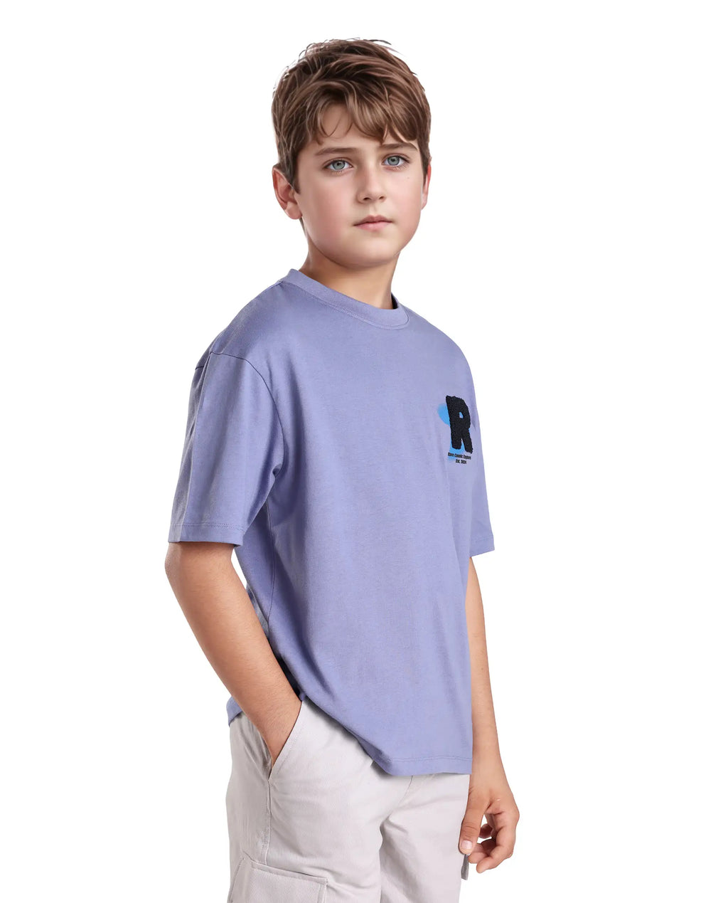Rare Ones Kids Comet Light Purple Cotton Printed Slip-On Oversized Fit T-Shirt