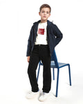 Rare Ones Kids Enim-K Black Cotton Button Closure Plain Regular Fit Jeans