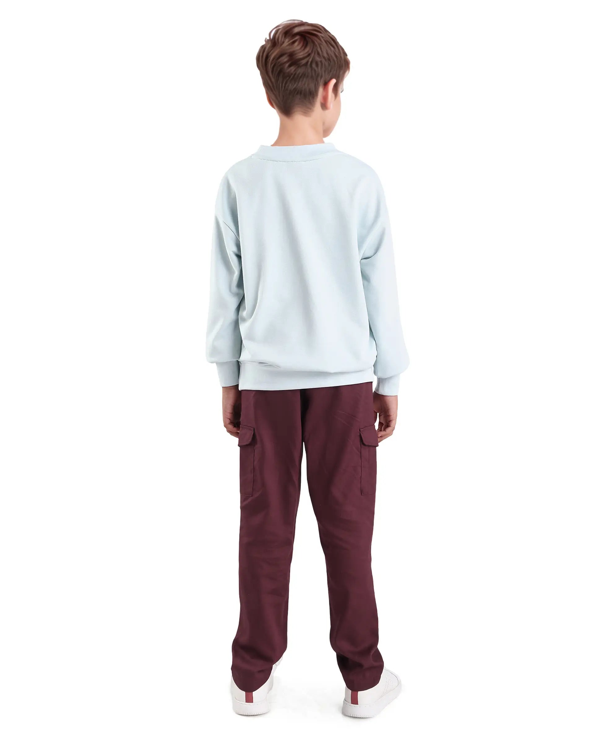 Rare Ones Kids Glin-B Maroon Cotton Solid Button Closure Regular Fit Trouser