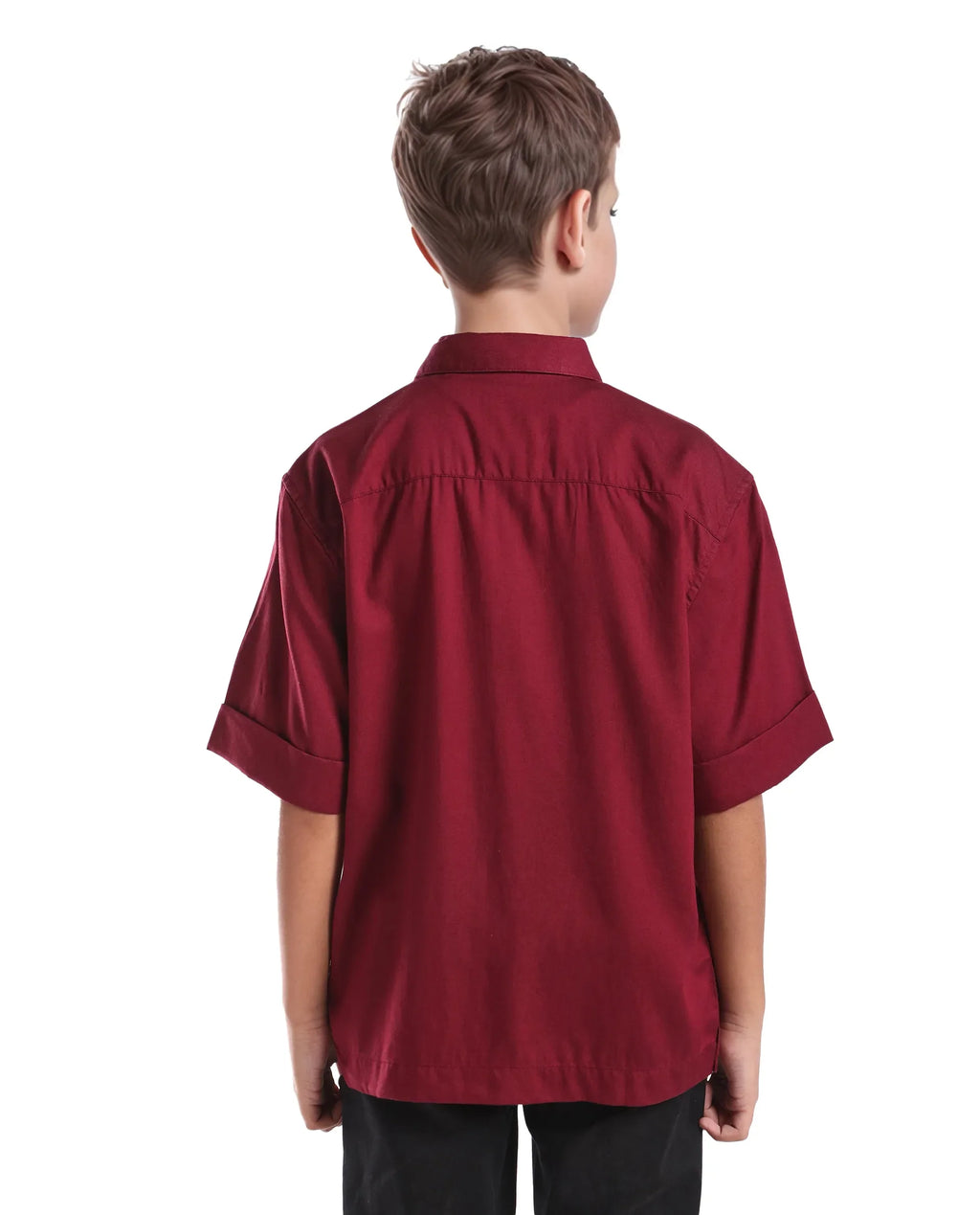 Rare Ones Kids Glin-S Red Polyester Blend Solid Button Closure Boxy Fit Shirt