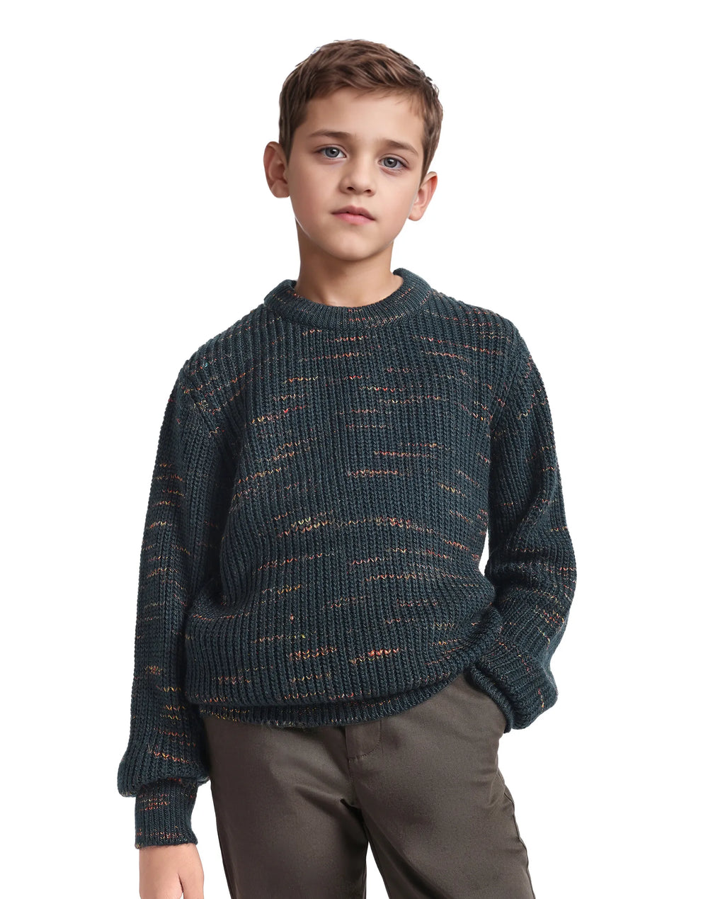 Rare Ones Kids Malto Dark Blue Acrylic Textured Pull-On Closure Regular Fit Sweater