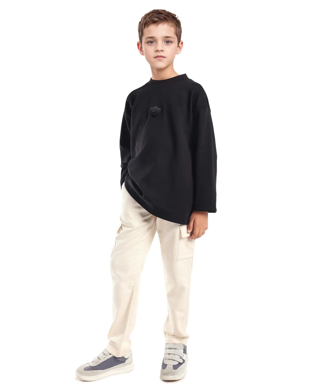 Rare Ones Kids Masa-B Off White Cotton Solid Button Closure Regular Fit Trouser