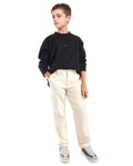 Rare Ones Kids Masa-B Off White Cotton Solid Button Closure Regular Fit Trouser